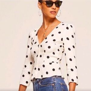 Reformation Polka Dot Button Down Blouse